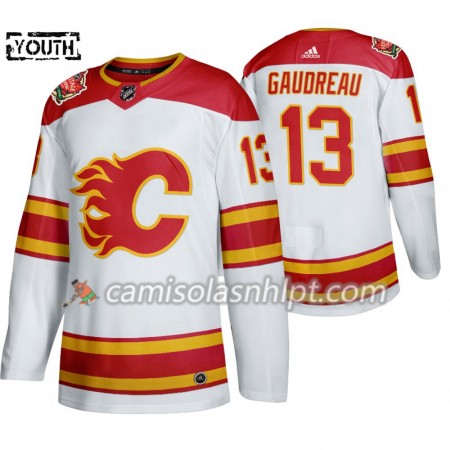 Camisola Calgary Flames Johnny Gaudreau 13 Adidas 2019 Heritage Classic Branco Authentic - Criança